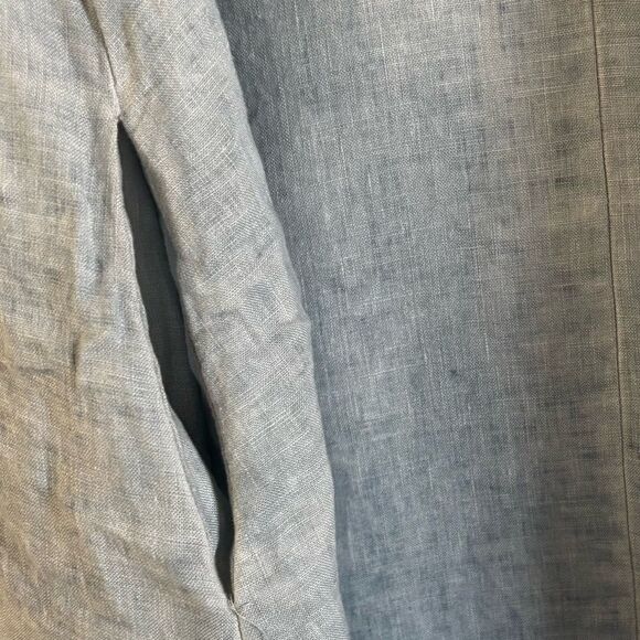 Zara Vela Linen Chambray Blue Raw Hem Swing Shift Sleeveless Dress, Medium - Picture 6 of 11